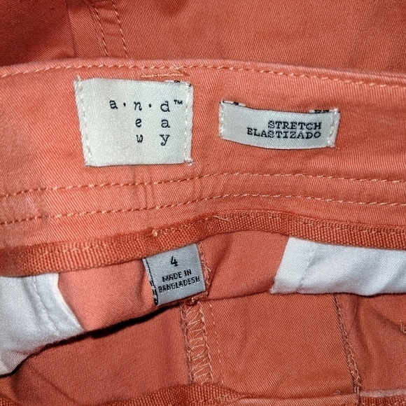 Coral Stretchy Cotton Ankle Pants - Picture 3 of 5